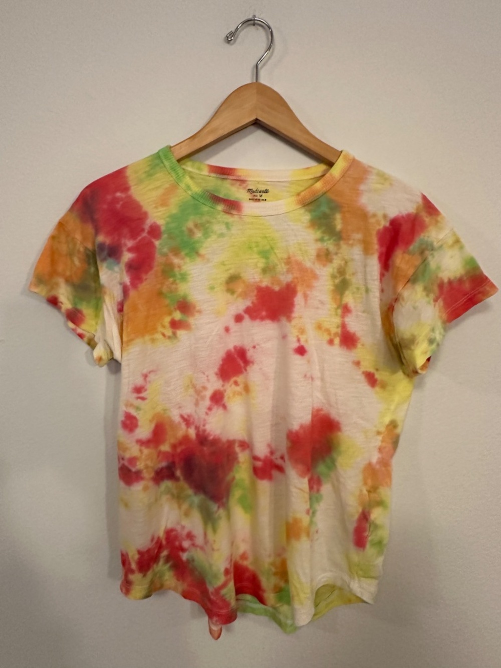 Madewell Tie Dye Cotton T Shirt Rainbow Multicolor Short Sleeve Women's Medium